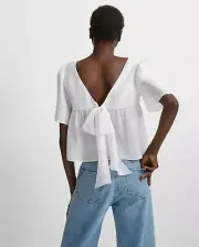 Club Monaco Designer Ahlam Cupro Open Back Tie Top Size M or L BNWT £165 White