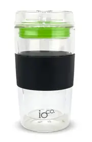 IOco 12oz Reusable Glass Coffee Travel Cup - Black - Apple Green Seal