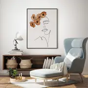 Abstract Woman with Flowers Canvas Wall Art