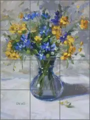 Ceramic Tile Mural Backsplash Crowe Texas Wildflowers Floral Art JAC077