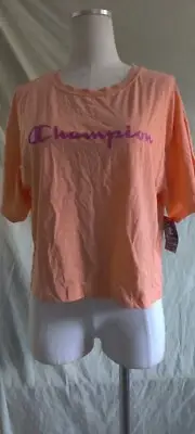 Champion Women's Size Large Orange Peach Crop Athletic Top