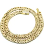 Moissanite GOLD TONE Tight-Link Cuban Chain - 925 Silver - Passes Testers