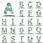 Summer Decorative Cushion Cover Cute Shell Conch Alphabets White Pillow Cover
