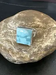 Womens Blue Larimar Navajo Sterling Silver Ring Size 8 17589