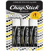 ChapStick Classic Original Lip Balm Tubes Lip Care 0.15 Oz Pack of 3