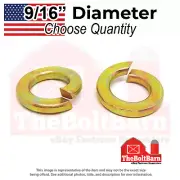 9/16" Grade 8 Split Lock Washers Zinc Yellow USA Made (Pick Quantity)