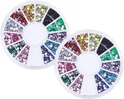 2 Boxes Nail Art Rhinestones 2mm Round 12 Mixed Colors Flatback, Beauties Factory Crystal Jewels Gems Nail Studs Gems Stones for DIY Craft Nail Art Supplies 2.0mm