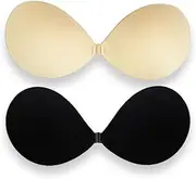 ZEPIQOR 2 Pairs of Adhesive Bra, Invisible Bra, Backless Bra, Adhesive Bra Cover, Reusable Silicone Without Push Up Bra Nipple Covers