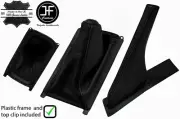 BLACK& BLACK LEATHER GEAR BOOT WITH FRAME+ HANDBRAKE BOOT FOR HONDA CIVIC 88-95 (for: Honda)