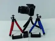 Blue Mini Spider Tripod + Cell Phone Holder Canon Nikon Sony DSLR Camera