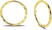 [Serenity Sleepers] 24K Gold Plated Sterling Silver Seamless Faceted Sleeper Hoops - Hypoallergenic 18G Hinged Earrings for Continuous Wear (8mm-14mm) - Premium Body Jewellery Unisex Women Men