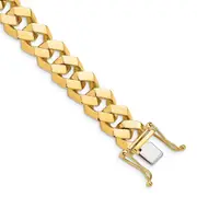 Solid 14K Yellow Gold 8 inch 11.5mm Hand Polished Fancy Link with Box Catch Clasp Bracelet