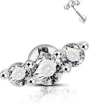 [COCHARM] G23 Titanium Tragus Helix Cartilage Earring Stud Flat Back Surgical Steel Helix Cartilage Piercing Jewellery 16g Threadless Climb Conch Jewellery Push Pin Silver Lobe Stud 6mm 8mm