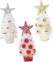 DRESSOOS 3Pcs Mini Artificial Christmas Tree Decorated Pine Trees for Tabletop Xmas Party Decoration for Home Bar Restaurant and Holiday Displays