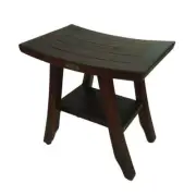 DecoTeak Shower Seat SFreestanding Eastern Styled Teak Stool w/Shelf Solid Wood