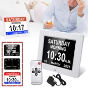 10 inch LED Digital Day Clock Calendar Dementia Date Week Month Year Time Wall White