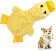 No Stuffing Crinkle Yellow Duck Dog Toy, Cute Squeaky Duck Puppy Toy, Soft Plush Interactive Boredom Buster Comfort Toy for Small Medium and Senior Pet Enrichment, Birthday Gift