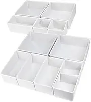 12 Pack Drawer Organizers for Clothing, Foldable Clothes Drawer Organizer for Underwear, Folded Clothes, Baby Clothing, Socks, Bra, Towels, Ties - Multi-pack Storage Box (White)