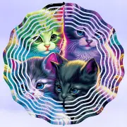 Wind Spinner 10" Cat 4 Kittens Double Sided WindSpinner