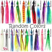 100pcs Fish WOW! 5" Squid Skirt Octopus Hoochies Crinkle soft Lure Random colors