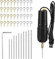 ACAGALA Drill Set Resin Electric Mini Drill with 10pcs Drills Bits 100pcs Screw Eye Pin for Jewelry DIY Aluminum Products Wood Key Chain Making Resin Casting Molds Black