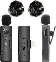 Nicama AS12 Wireless Lavalier Microphone with 2 Transmitters and 1 Receiver for iPhone 6 7 8 9 10 11 12 13 14 iPad Recording, Podcast, Vlog, Live Stream, YouTube Facebook, TikTok (2TX +RX)