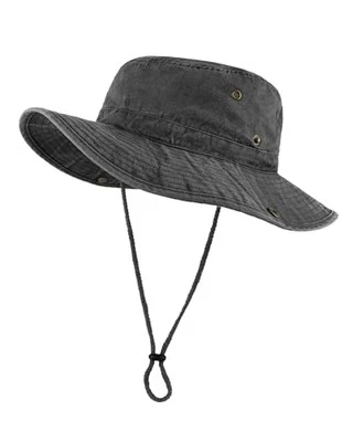 XXL Boonie Sun Hats Washed,Oversized Wide Floppy Brim Hiking Hat X-Large Black