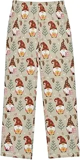 [ZZXXB] Christmas Gnome Pine Tree Cone Boys Long Pants Soft Trousers Elastic Waist Kids Lounge Bottoms with Pockets S-XL