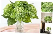 4 Pcs Real Touch Green Hydrangeas Artificial Hydrangeas Flowers 21'' Real