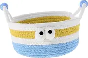 Ipetboom Handwoven Cotton Rope Storage Basket: Cartoon Small Sundries Trinket Baskets - Decorative Woven Organizing Container For Living Room Office