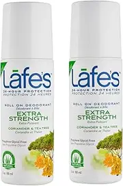 Lafe's Extra Strength Roll On Deodorant (Pack of 2) With Tea Tree Oil, Aloe Vera and Mineral Salts, 2.5 oz Each