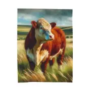 Hereford Cattle - Velveteen Plush Blanket - Bull Cow Farm Ranch Steer