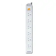Sansai 6 Way Power Board Outlets/Socket w/ Overload Protection/1m Cord/Lead