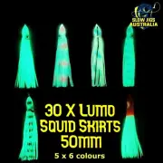 30 X 2"- 5cm OCTOPUS LUMO SKIRTS ASSIST HOOKS SLOW JIGS SOFT PLASTIC SQUID