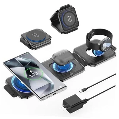 Foldable 3 in 1 Wireless Charger for Samsung Multiple Devices, Travel Wireless
