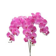 3Pcs 41" 9 Heads Artificial Orchid Stems Faux Phalaenopsis, Fuchsia