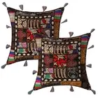Bohemian Sofa Cushion Covers 43 x 43 cm Embroidered Patchwork Cotton Pillowcases