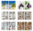 180cm Large 3/4 Panels Canvas Room Divider Screen Foldable Double Sides Divider