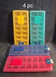 4 Pc Rectangular Ice Cube Tray with Lids