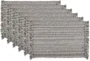 DII 100% Cotton, Tonal Fringe, Variegated, Machine Washable, Everyday Kitchen Basic Placemat, Set of 6, Gray