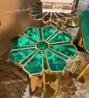 Malachite Stone Coffee Table With Gold Stand, Malachite Stone Side Table Top