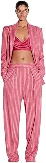 [HEYDHSDC] High Street Suit Set Women's Single Buttons Striped Rhinestones Blazer Pants Suit 2Pcs