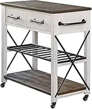 Rolling Kitchen Island Cart with WCountertop 3 Tier Storage Rack and Drawer Portable Serving Trolley for Dining Room and Kitchen Rolling Utility Cart on Wheels