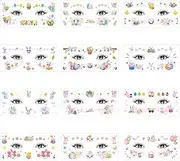 12 Sheets Easter Face Temporary Tattoos Glitter Rabbit Egg Rabbit Temporary Tattoo Stickers for Women Girls Children in Party Favours Supplies Easter Day Decorations Accessories