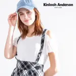 【KINLOCH ANDERSON】圓領短袖上衣 輕甜小露肩荷葉圓點雪紡上衣 T恤 附活動式別針 金安德森女裝(白色)