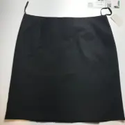 Tahari ASL Womens Pencil Straight Skirt Black Back Pleats Career Basics Size 16P