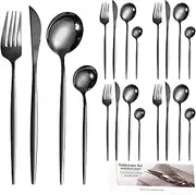 Eidsefe Silverware Set，20-Piece Premium Stainless Steel Cutlery Set，Satin Finish Flatware Set ，Include Fork Knife Spoon Flatware Sets,Service for 5，Dishwasher Safe (Black)