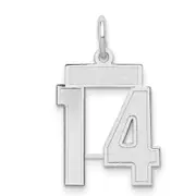 14k White Goldw Small Satin Number 14 Charm