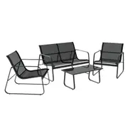 Outdoor Garden Patio Furniture Sofa Table Chair Lounge Set - Black