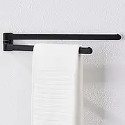 Swivel Towel Rail Stainless Steel Wall Mounted Towel Rack Holder with 2 Swivel Bars, Swing Towel Holder for Kitchen, Bathroom, Toilet,Black